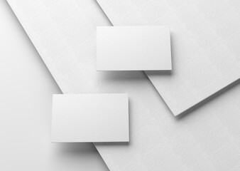Two plain white blank textured business card  