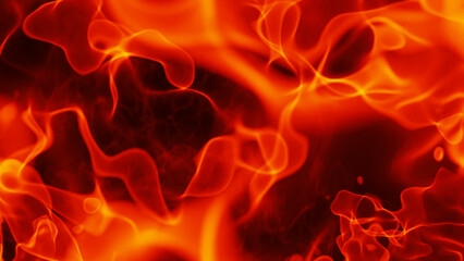 Fire flames texture background, realistic abstract orange flames pattern, 3D glowing fiery render illustration.