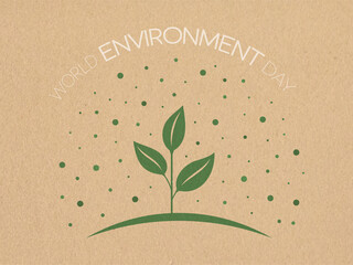 Green sprout on the background of craft paper, cardboard. World Environment Day. Environmental theme. Vector illustration