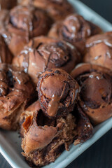 sweet home made chocolate cinnamon rolls on a table