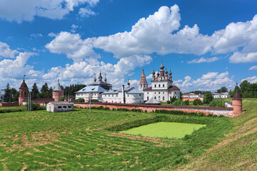 Yuryev-Polsky, Russia. Archangel Michael Monastery inside the earth ramparts of the former town's kremlin. The town was founded in 1152. The monastery was founded in the 13th century.