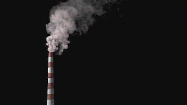 A huge pipe smokes and pollutes the atmosphere on a transparent background.