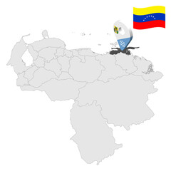 Location Sucre State  on map Venezuela. 3d location sign similar to the flag of  Sucre. Quality map  with  Regions of the Venezuela for your design. EPS10