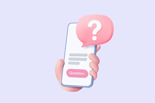 3d written questions with a choice of answers, devised for the purposes of a survey or statistical study, survey, questionnaire. exam checklist icon. 3d mobile phone vector render illustration