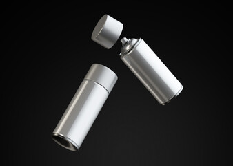 Plain chrome steel metallic glossy spray paint tin bottle without label 