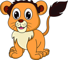 A cute illustration of a lion cub