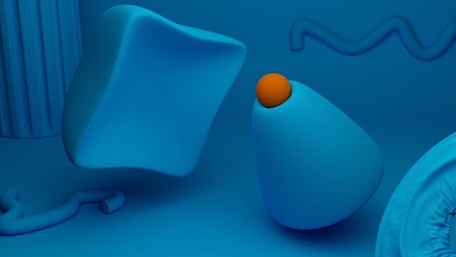 Soft blue shapes abstract composition