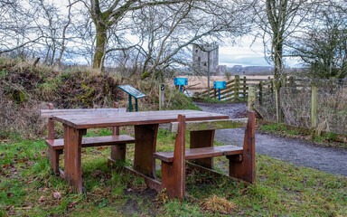 Wheelchair and disabled access picnic table at Threave Castle, Scotland