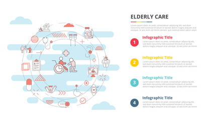 elderly care concept for infographic template banner with four point list information