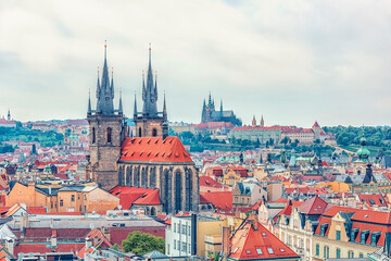 The city of Prague in the morning, Czechia