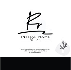 RR R R Initial letter handwriting and signature logo. Beauty vector initial logo .Fashion, boutique, floral and botanical	