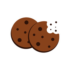 Chocolate chip cookies, icon, Vector, Illustration.