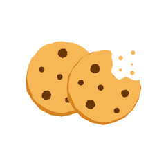 White chocolate chip cookies, icon, Vector, Illustration.
