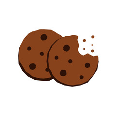 Chocolate chip cookies, icon, Vector, Illustration.
