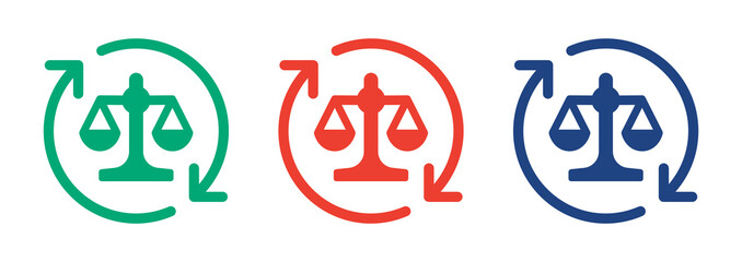 Law symbol vector. Legal process icon set isolated on white background.