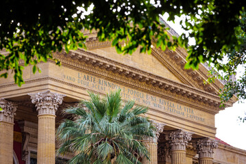 Teatro Massimo, famous opera house and one of the largest theaters in Europe, in Verdi square in Palermo, Sicily.
