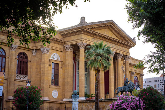 Teatro Massimo, famous opera house and one of the largest theaters in Europe, in Verdi square in Palermo, Sicily.
