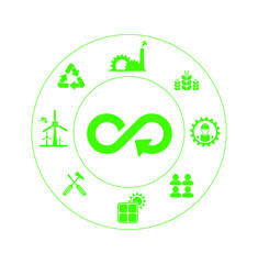 circular economy icons on white background	