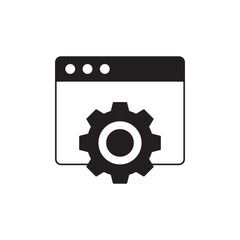 Development website, seo icon in black flat glyph, filled style isolated on white background