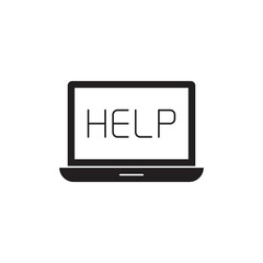 Online help support icon in black flat glyph, filled style isolated on white background