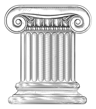 Column Pillar From Roman or Greek Temple Woodcut