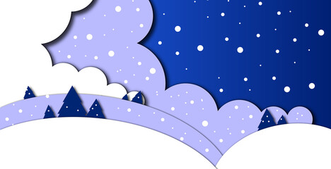Abstract winter backdrop in paper cut style