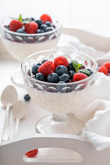 Cold and sweet Panna Cotta with berries mousse.