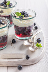 Delicious blue jelly as a refreshing summer dessert.