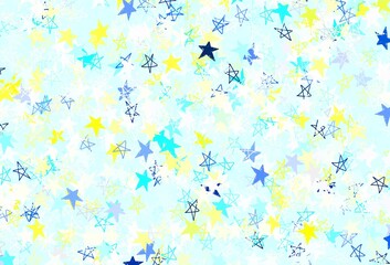 Light Blue, Yellow vector pattern with christmas stars.