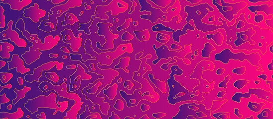 Geometric rose violet topography map concept in polka dots. Seamless pattern with pink topography map. Element cut out of paper. 3d pink paper cut topography map relief vector design.