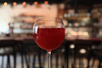 glass of wine in the restaurant on the table serving