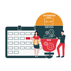 ESB - Enterprise Service Bus acronym. business concept background.  vector illustration concept with keywords and icons. lettering illustration with icons for web banner, flyer, landing pag
