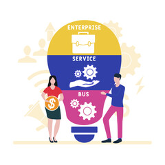 ESB - Enterprise Service Bus acronym. business concept background.  vector illustration concept with keywords and icons. lettering illustration with icons for web banner, flyer, landing pag