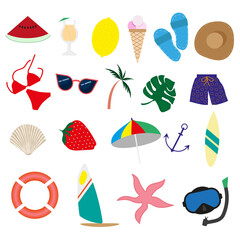 Set of elements on the theme of summer, sea, vacation