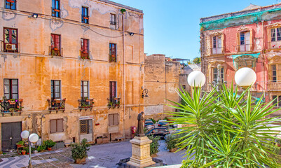 Historical architecture buildings  old town of Cagliari - the capital of the Italian island of...