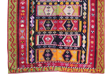 wool woven old antique Turkish rug