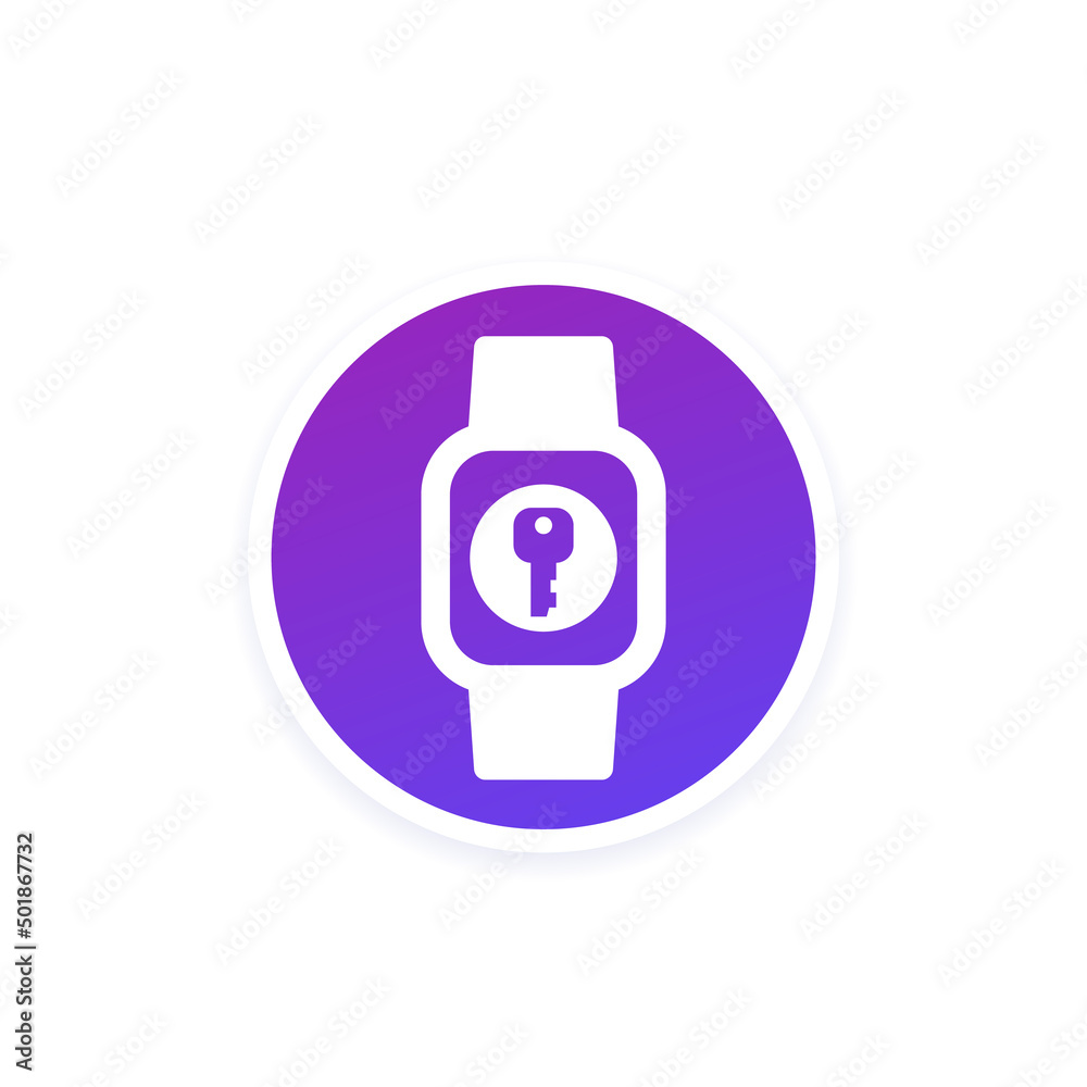 Wall mural Open with smart watch vector icon with a key