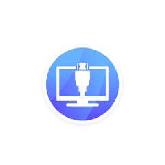 HDMI cable and TV vector icon