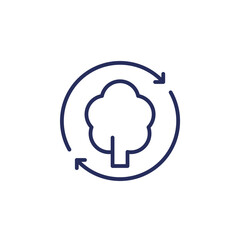 reforestation line icon with a tree