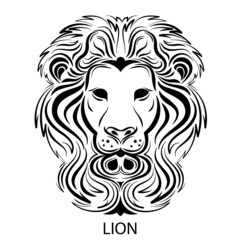 Naklejka na ściany i meble Vector head of a lion on a white background. Lion logo.