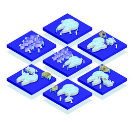 Sets of Isometric dentists puch jigsaw tooth from start to complete,Dental care concept © soponpotsit