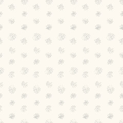 Seamless pattern with hand drawn meadow flowers in Ditzy style. Stylish dark illustrations on beige background for surface design and other design projects