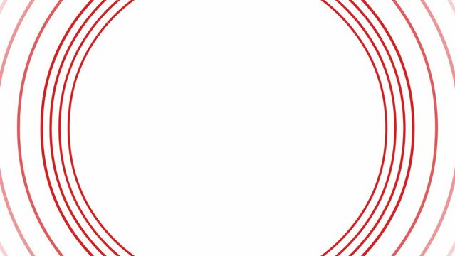 Animated increasing red line circles from the center. Vector illustration isolated on white background.