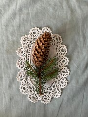 Christmas decoration with pine cones