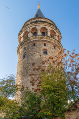Obraz premium Galata Tower at sunset in autumn