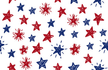 Presidents day, Independence Day USA, Hand drawn illustration. Stars grunge.