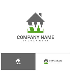 Letter H W with House logo vector template, Creative H W logo design concepts