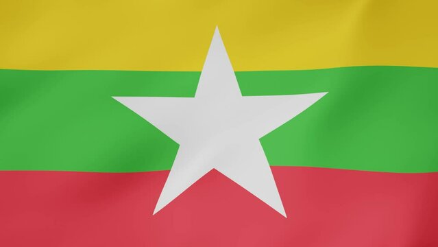 Bandera animada, Myanmar, Birmania. 4K
