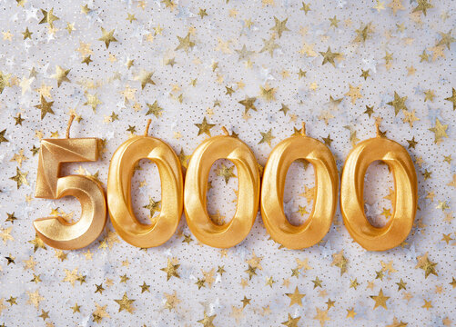 50000 followers card. Template for social networks, blogs. Festive Background Social media celebration banner. 50k online community fans. 50 fifty thousand subscriber