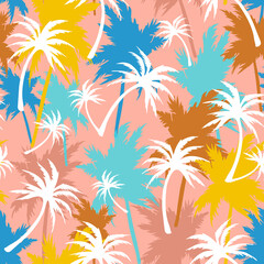 Fototapeta na wymiar Abstract palm trees seamless summer pattern